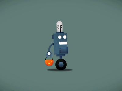 Robot animated gif halloween illustration robot trick or treater