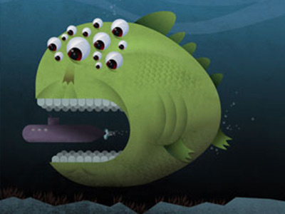 Giant Mutant Fish cartoon character illustration monster