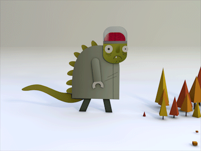 Low Poly Monster Walk 3d c4d character forest low poly monster