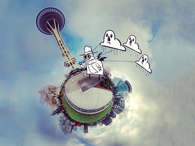 Cumulstratus Sm character doodle illustration monster seattle tiny planet