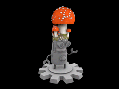 Fungus Bot 360 3d cartoon character cinema 4d robot toy