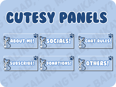 Panels for TheOtherBlueMeat branding character design emote illustration logo panels streamer streamers twitch