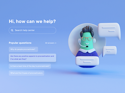 Online Support 3d illustration ui web