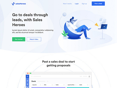 SalesHeroes Website illustration landing page ui web