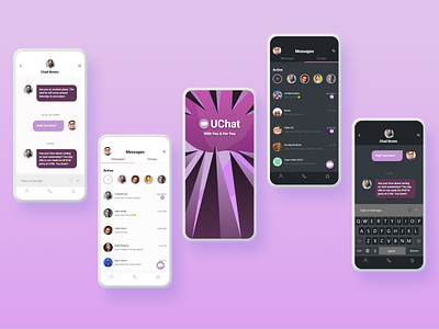 UChat app UI/UX appdesign chat concept dark dark mode dark theme dark theme ui design mobile app mobile ui mockup modern ui uiux