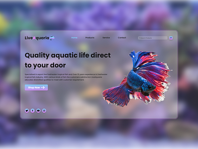 Landing page UI for online tropical fish aquarium