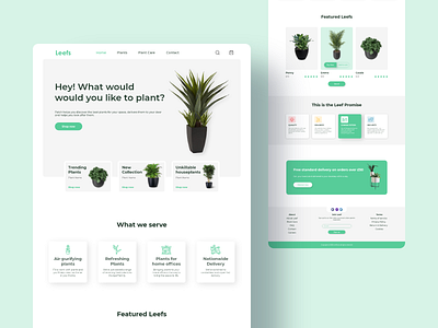 LEEF Web UI design branding concept design landing page ui landingpage mockup modern plant website plants ui uiux uiuxdesign webdesign website