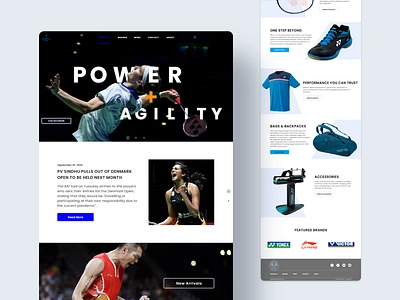 Badminton Home web design UI/UX badminton branding concept landingpage li ning mockup modern shuttlecock sport sports website ui uiux uiuxdesign ux webdesign yonex