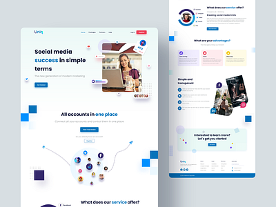 Social Media Marketing Landing Page 2021 trend branding concept design dribbble best shot landing page design landingpage marketing landing page mockup modern popular shot social social app social media social media marketing ui uiux uiuxdesign webdesign