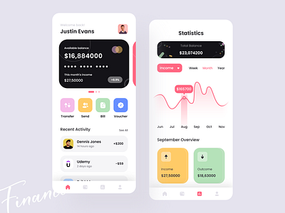 Finance - Mobile Banking App 💸 app design bank app banking banking app design finance finances app financial fintech investment loan mobile mobile ui modern ui money ui uiux ux wallet wallet app