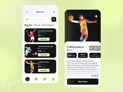 Sports App - Court Booking 🏀 app app design badminton basketball booking booking ap booking form concept football ios listing mobile app mobile ui sport sports sports app ui uiux uiuxdesign ux