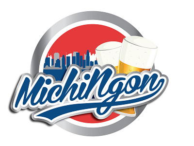 MichiNgon Logo blue and white catering logo diseño gráfico diseñografico dodgers drinks menu la lakers logodesign los angeles mascota micheladas skyline tapas