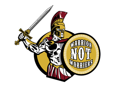 Warriors Not Worriers Illustration cartoon religious roman shield logo spartan logo tshirt vector warrior warrior logo