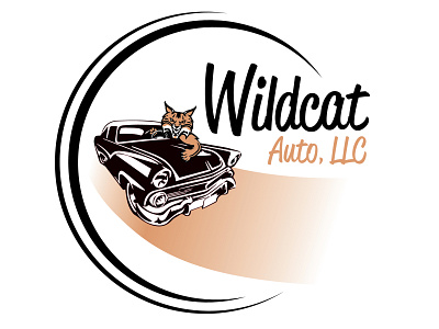 Wildcat Auto Logo auto blackandyellow branding driving funlogo playful vintage wild
