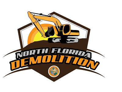 North Florida Demolition Logo brand brand identity branding brown construction demolition florida llc logo logodesign logodesigns usa yellow