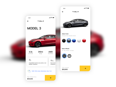 Tesla app car design interface tesla ui ux