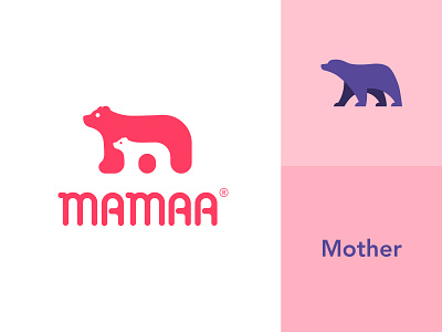 Mamaa app app icon bear design icon logo mama mom polar bear vi