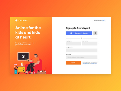 Sign Up - Daily UI Challenge #1 anime crunchyroll illustration minimal philippines typography ui ui design uiux ux web website