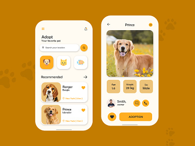 Pet Adoption App Design pet care petapp petshop