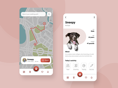 Dog Walking App Concept app design dog walking app dog walking app concept illustration mobile app design ui