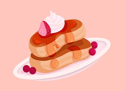 Pancakes with syrop illustration art card food illlustration pancakes vectors