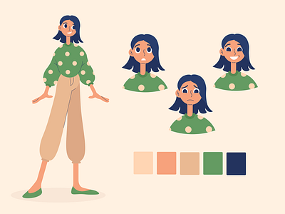 Soft girl character design illustration art character design emotions girl illustration vector
