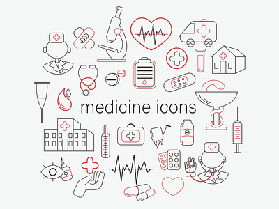 Medicine icons art cure icons line lineart medicine vector