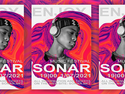 Music festival abstract poster abstract boy design headphones music music festival photoshop polygraphy poster print