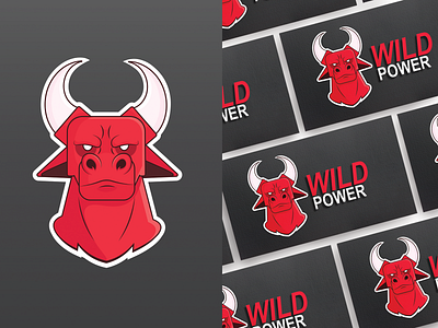 Design red bull head logo art bull character design illustration logo photoshop polygraphy print print design vector visit card wild