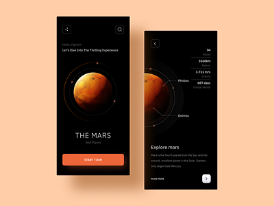 Space App Exploration app design flat illustration mars meters minimal app design minimalist planets space space app ui ui design ui ux uidesign uiux ux ui