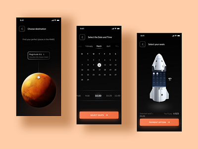 Mars Booking Tickets design minimal app design minimalist ui ui ux uidesign uiux ux ui