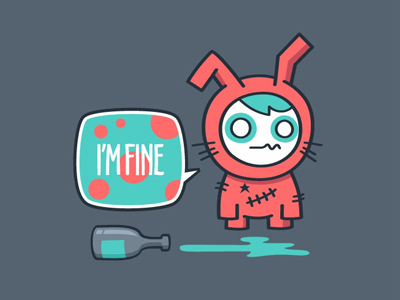 i'm fine bottle character drunk fine fun rabbit vector