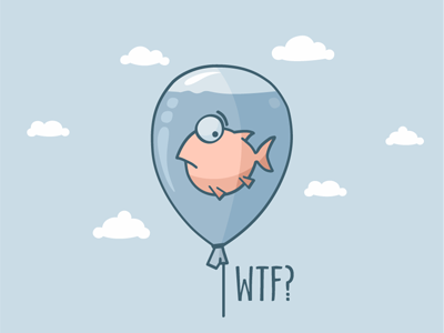 Fish balloon character clouds fish fly fun sky vector water wtf
