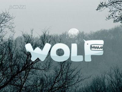 Wolf forest fun lettering moon night vector wolf