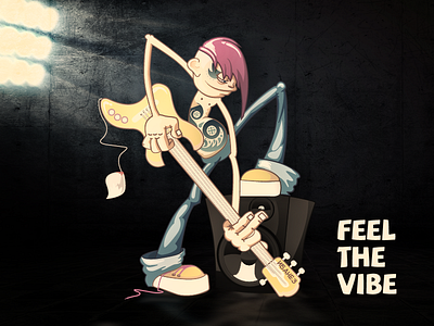 Feel The Vibe bass character fun guitar ibanez music speaker vector