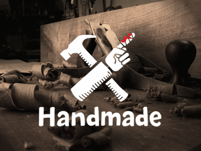 Handmade fun hammer hand handmade jack plane logo vector