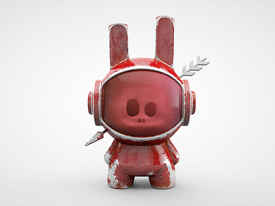 Space Rabbit arrow blood cinema4d helmet rabbit red skull space