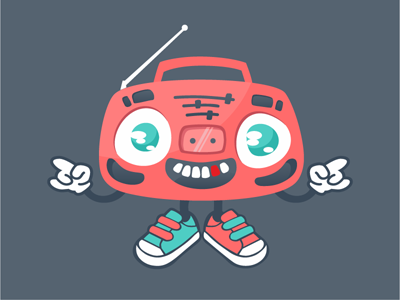 Boombox boombox character fun music old smile vector