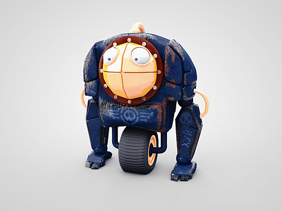 Bot android blue bot character cinema4d fun grunge robot skull