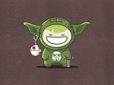 May the Force be with you boy character fun kawai smile starwars toy vector yoda