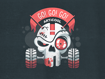 Go! Go! Go! atv bones fun horror red skull vector