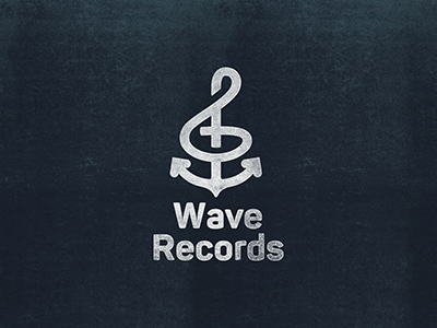 Wave Records anchor logo music record trebleclef wave