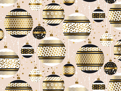 Gold Christmas bauble ornament vector pattern