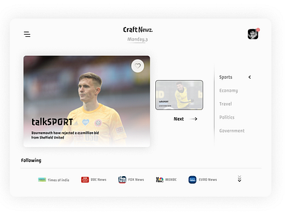 CraftNewz. - News app Ui concept