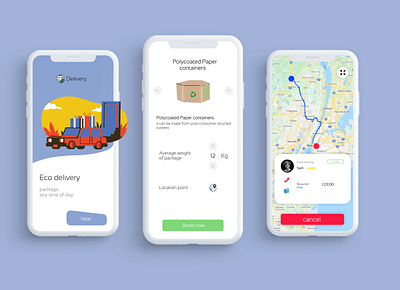 eco delivery packages animation design eco graphic design illustration illustrator minimal mobile ui ux web website