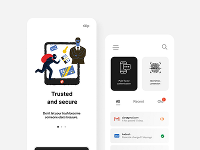 Password protector app design graphic design illustration illustrator minimal mobile typography ui ux