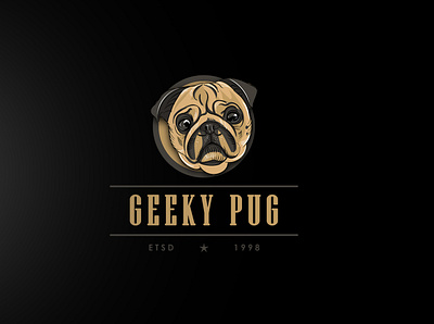 Geeky Pug design logo