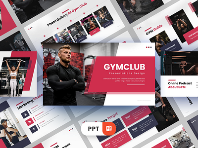 Gymclub Powerpoint Template abstract advertising background banner body brochure concept corporate creative design exercise fitness