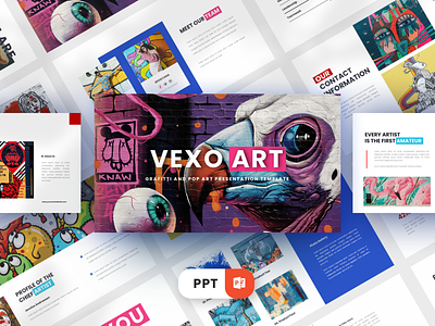 Vexoart Powerpoint Template art backdrop contemporary graffiti graphic grunge layout print publish style texture urban