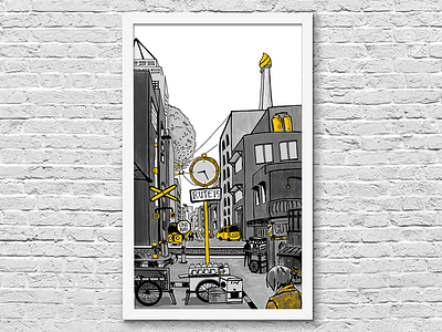 City illustration black gray illustration indonesia jakarta sketch town yellow